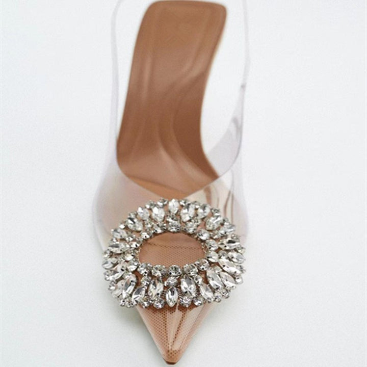 Dame elegante transparente pumps med glitrende krystalaccentuer Stilla