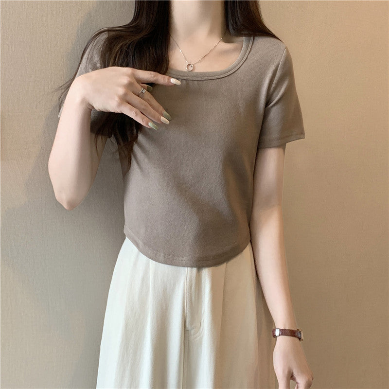 Femme Struktureret Korte ærmer-Crop-Top Stilla