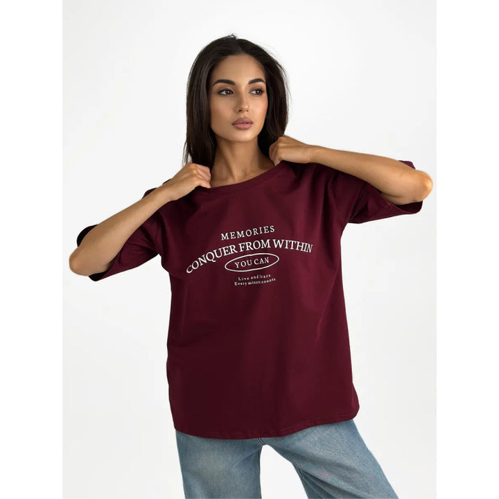 Dame T-shirt med inspirerende tekst og afslappet pasform Stilla