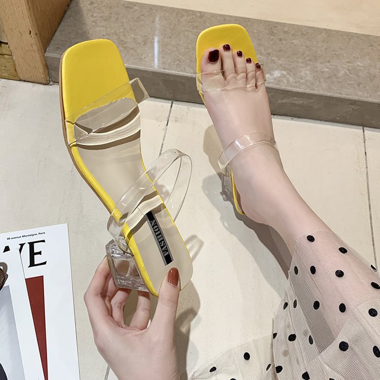 Dame Gennemsigtige Slide-Sandaler med unikt Blokhæle Stilla