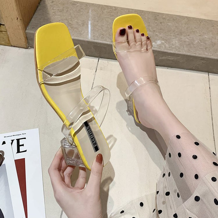 Dame Gennemsigtige Slide-Sandaler med unikt Blokhæle Stilla