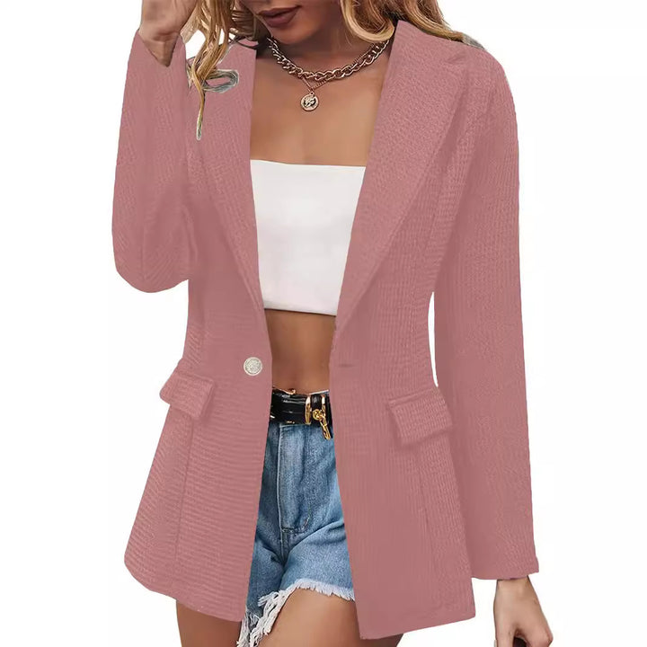 Dame elegant blazer med struktureret tekstur og lommer Stilla