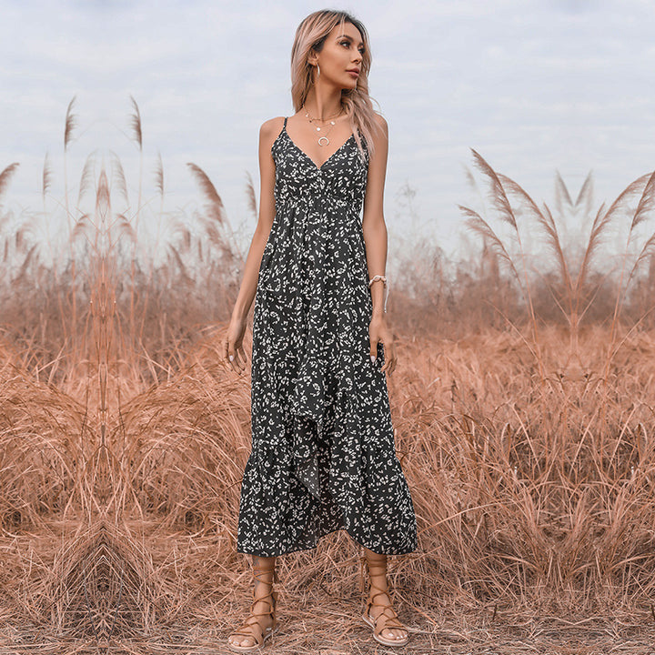 Femme Bohemian Lagmaxikjole med justerbare stropper Stilla