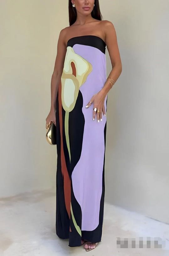 Femme Strapless Floral Maxi Kjole Stilla