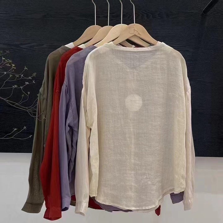 Femme Casual Letvægts Langærmet Knap Bluse Stilla