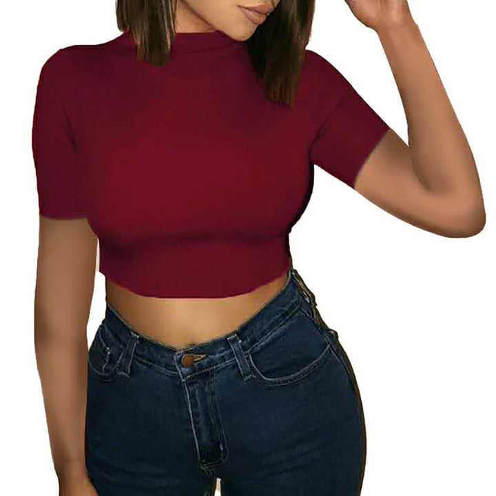 Dame Crop-T-Shirt med moderne snit og rund halsudskæring Stilla
