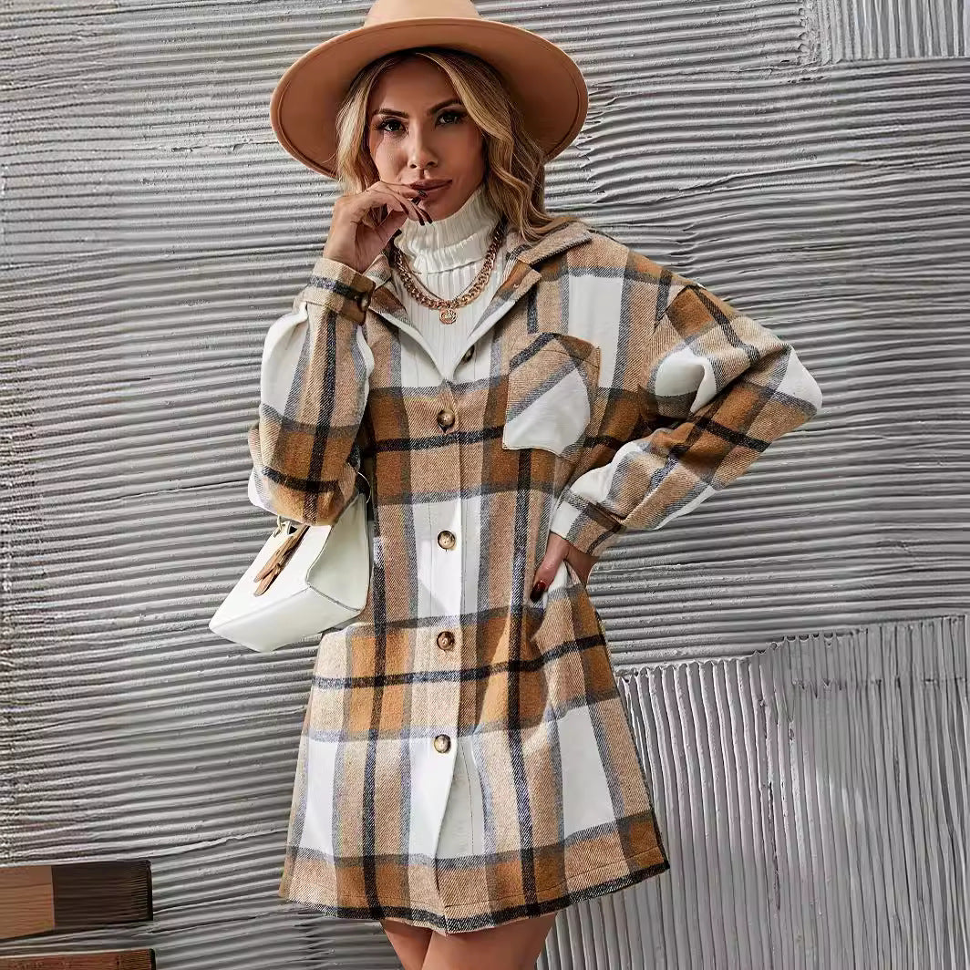 Dame ternet oversized skjorte blazer Stilla