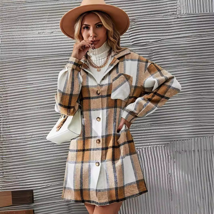 Dame ternet oversized skjorte blazer Stilla