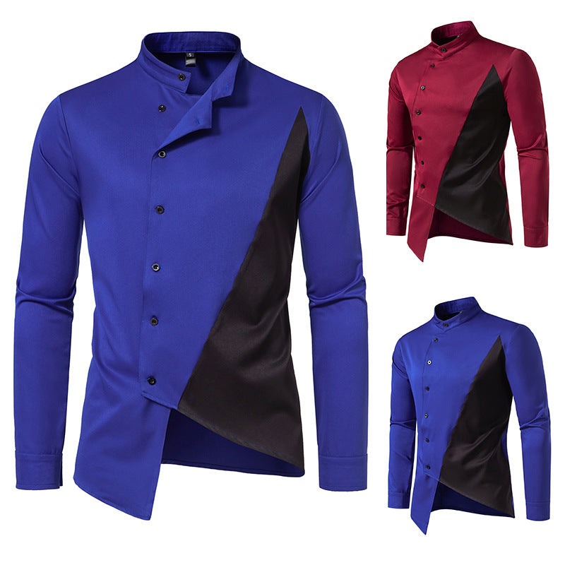 Herrer Modern Asymmetrisk Button-Up Skjorte Stilla