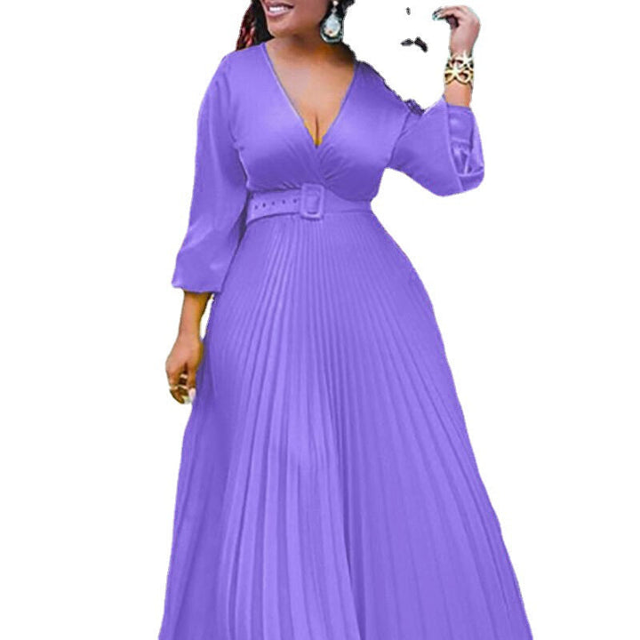 Stilla | Elegant Vintage Chiffon Langeærmet Lang Kjole