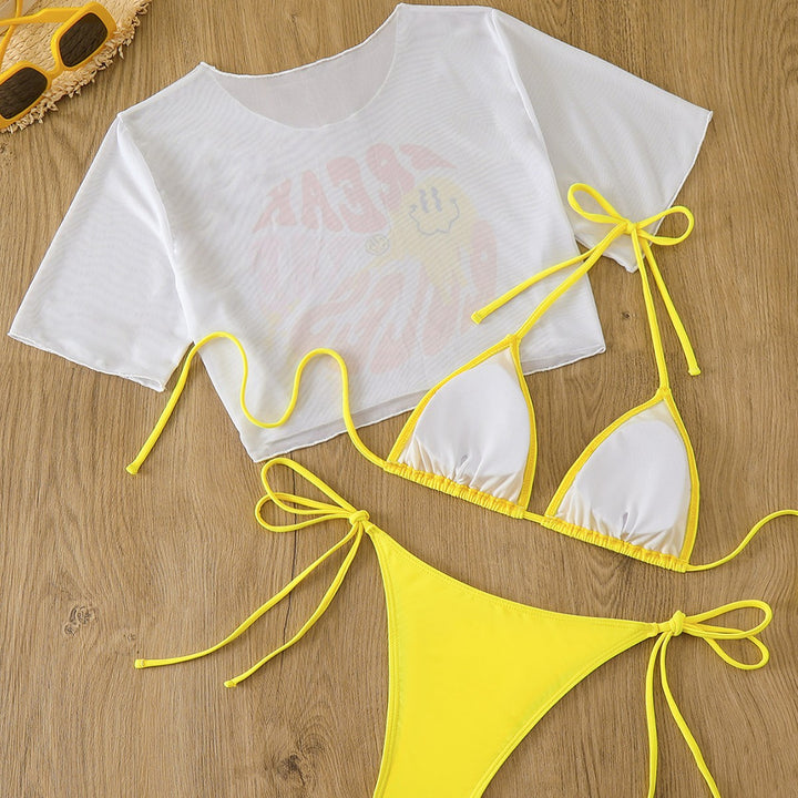 Kvinde Trendy Grafik T-shirt og Trekant Bikin sæt Stilla