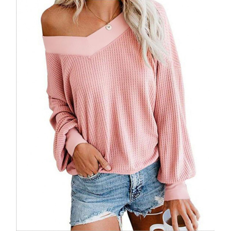Kvinders Off-Shoulder Strikket Sweater med Voluminøse Ærmer Stilla
