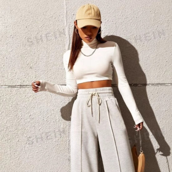 Dame moderigtig Tør-Fit Crop-Top med Ståkrave Skovae