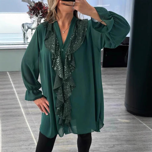 Kvinder Glamourøs Bluse med dekorativt Rynke-design Stilla