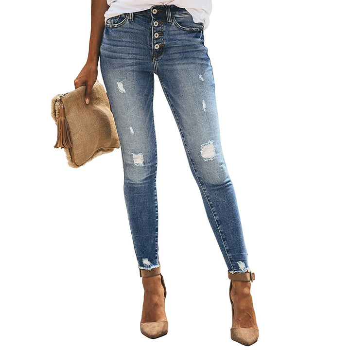 Dame Skinny-jeans i vintage-look med iøjnefaldende brugte effekter Stilla