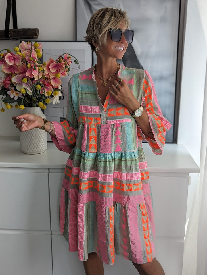 Stilla | Boho Kjole Med Etnisk Mønster