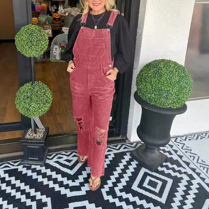Dame overalls med brede ben og destroyed-detaljer Stilla
