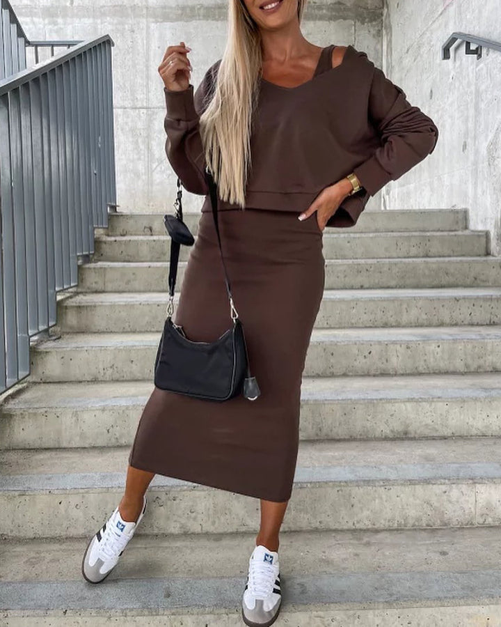 Dame afslappet sweatshirt-kjole med asymmetrisk snit og oversized pasform Stilla