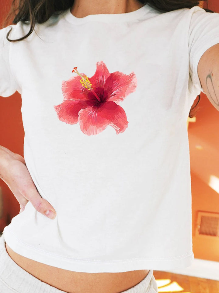 Dame Crop-T-shirt med sporty Los Angeles design Skovae
