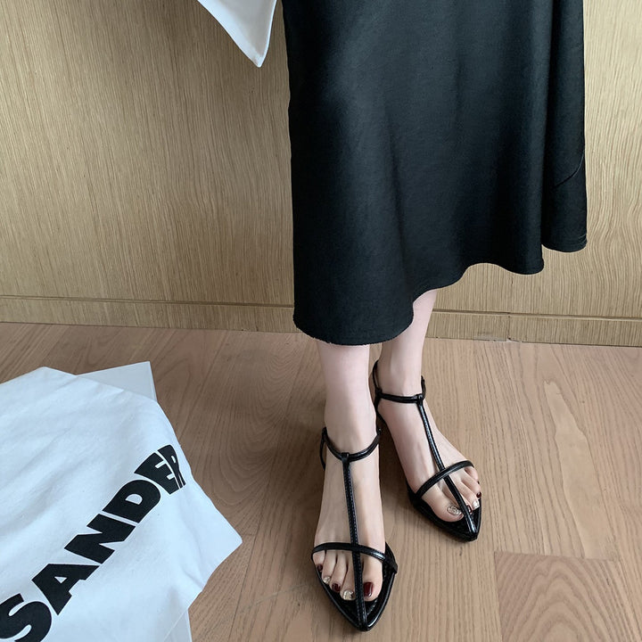 Damer Elegante Rem Sandaler Flade med Justerbar Ankelsnor Stilla