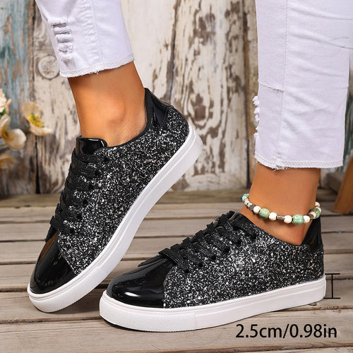 Dame Glitrende Sneakers med Metalspids og komfortabelt Indvendigt Foder Stilla