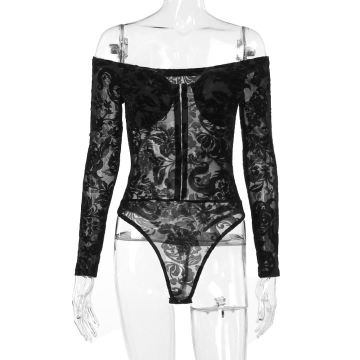 Dame spidsbustier med off-shoulder design og lange ærmer Skovae
