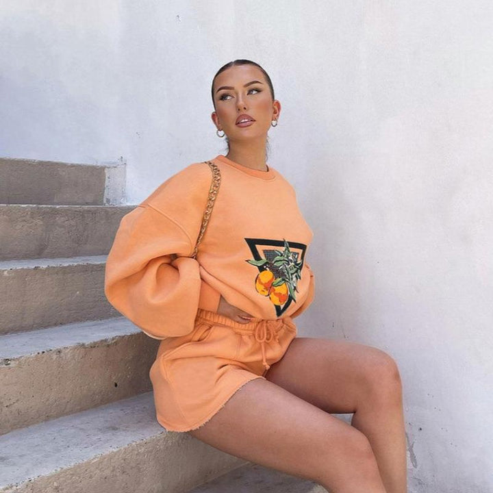 Dame sweatshirt med unikt frugtmotiv Stilla
