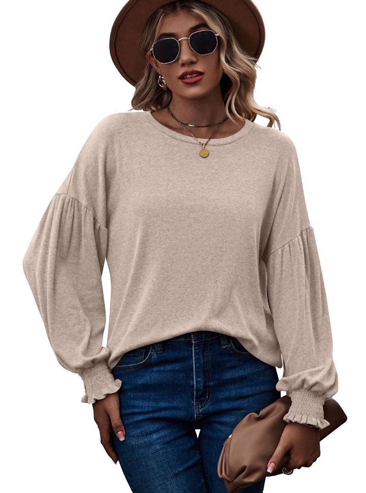 Dame Fashion Pullover top med enkle flæsedetaljer Stilla