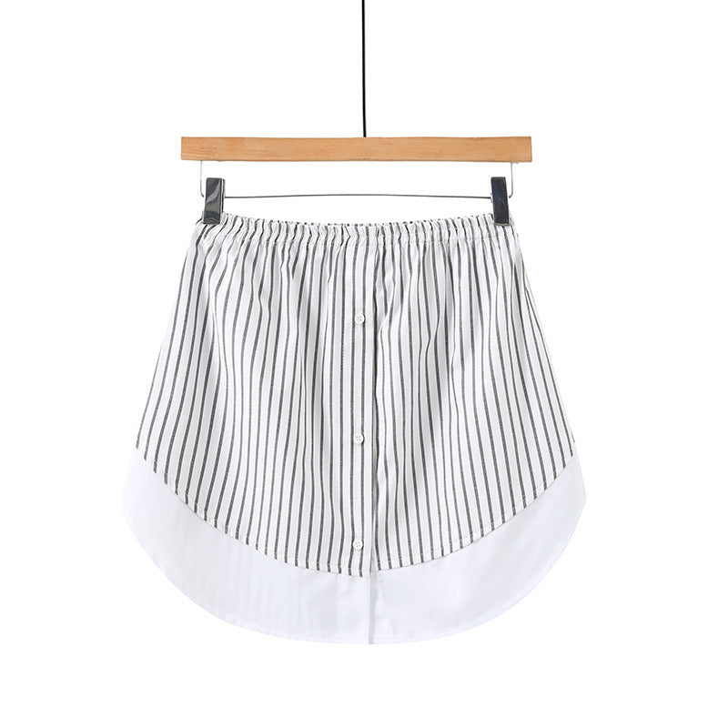 Dame skjorte bluse med stribet design og asymmetrisk snit Skovae