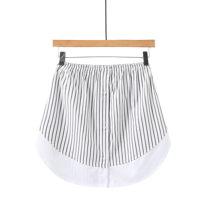 Dame skjorte bluse med stribet design og asymmetrisk snit Skovae