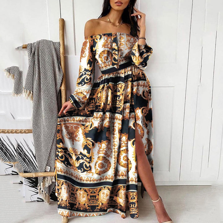 Dame Elegant Maxikjole med Off-Shoulder og høj slids Stilla
