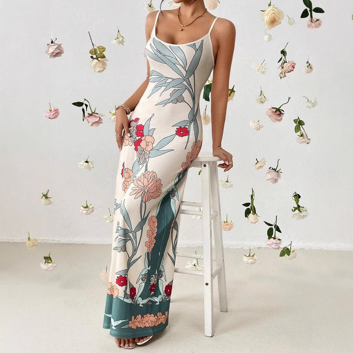 Dame Blomster Spaghetti-stropper Maxi-kjole Stilla
