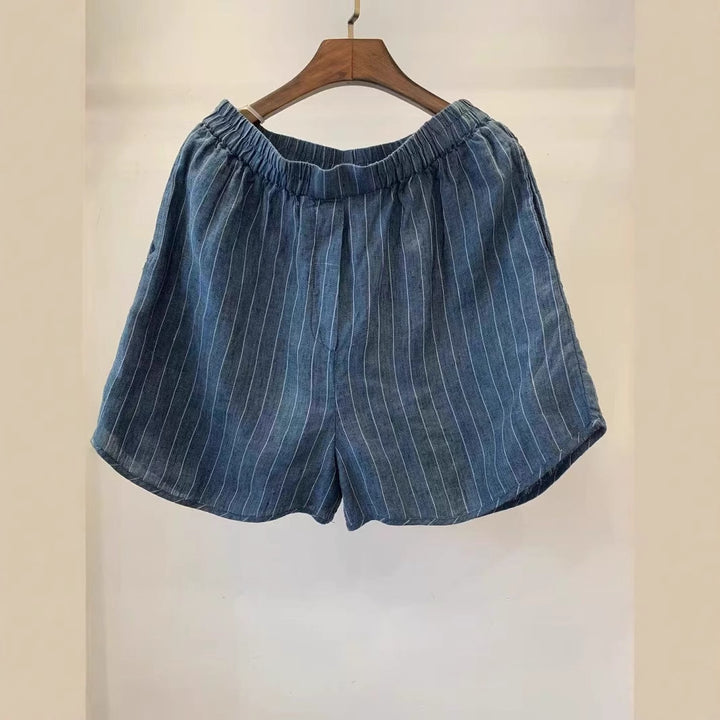 Dame Casual Stribede Linned Shorts Stilla
