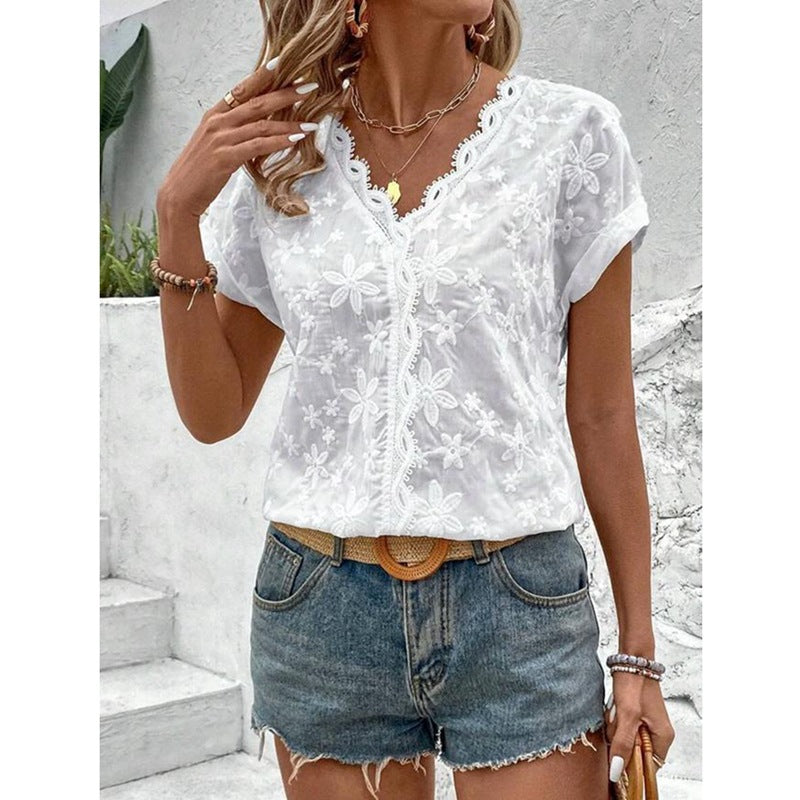 Damebluse med blomsterbroderi Stilla