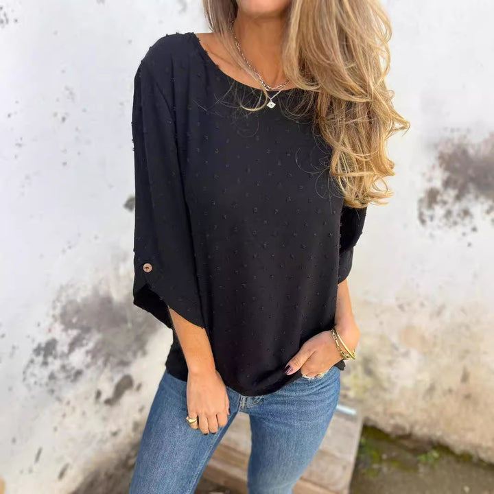 Damebluse med struktureret overflade og fashionable ¾-ærmer Stiila