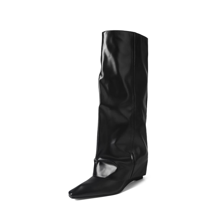 Femme Slouchy Læder Over-knæ Støvler Stilla