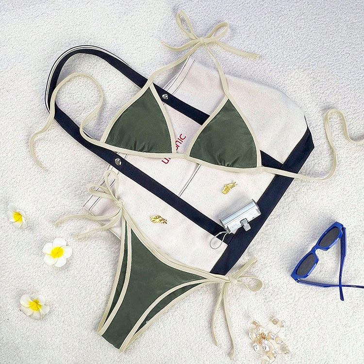 Dame triangel-bikini med legende snore detaljer Skovae