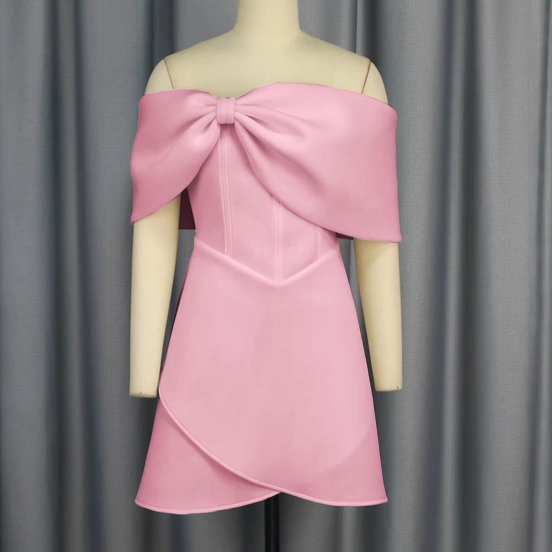 Dame Off-Shoulder Mini-kjole med sløjfe-detalje Skovae
