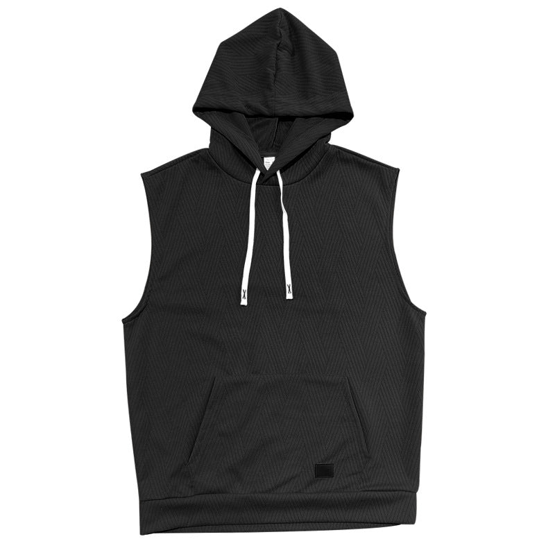 Herre ærmeløs hoodie sweatshirt med moderne rombmønster Stilla