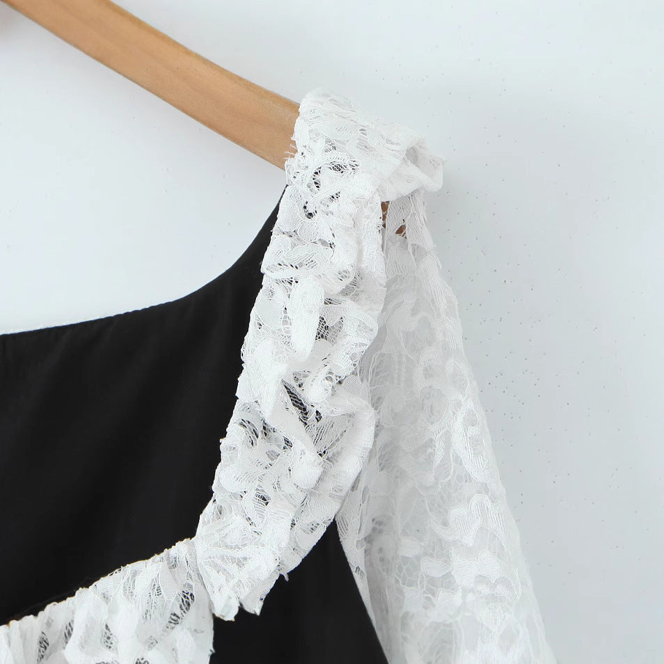 Femme Elegantes Spidsærmel Design A-Linie Kjole Stilla