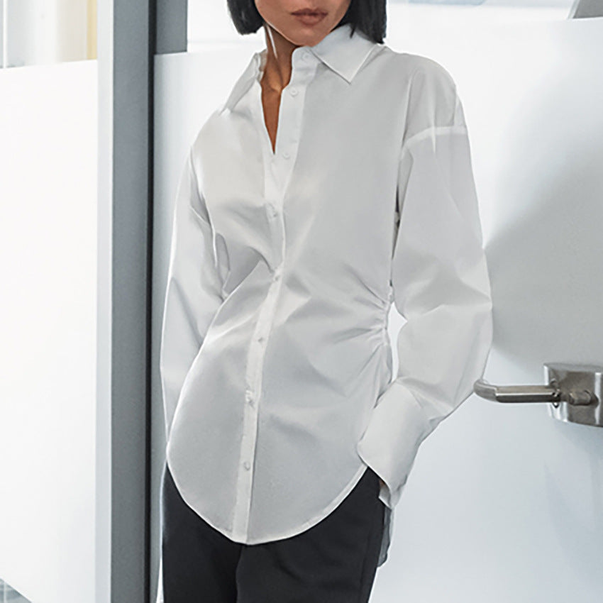 Dame Klassisk bomuldsbluse med oversized snit og moderne detaljer Stilla