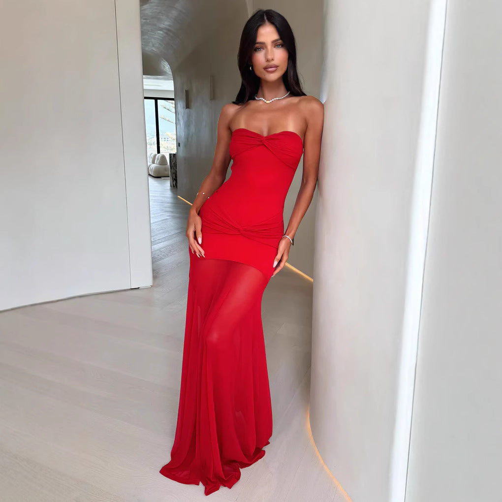 Dame Maxi-kjole med trendy indviklingsdesign og elegant bustier Stilla