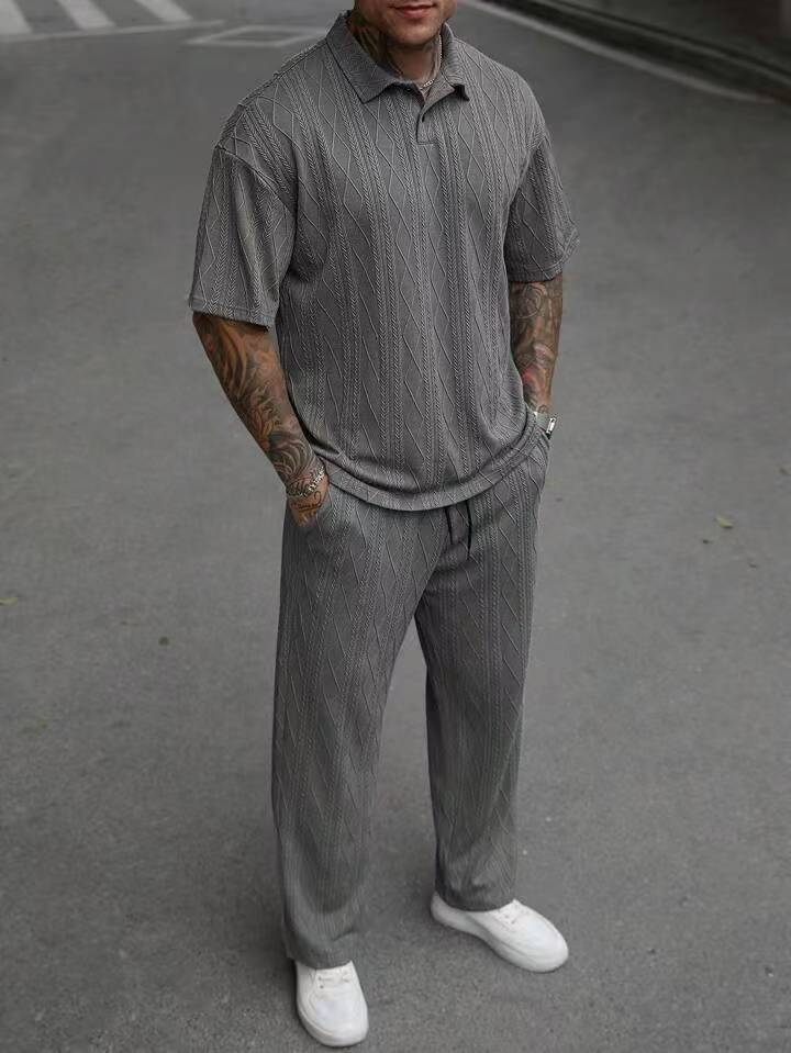Herre polo skjorte og joggingbukser i elegant strikkedesign Stilla