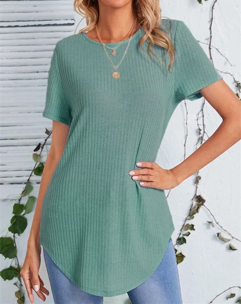 Dame Relaxed Fit Rib-T-Shirt Stilla