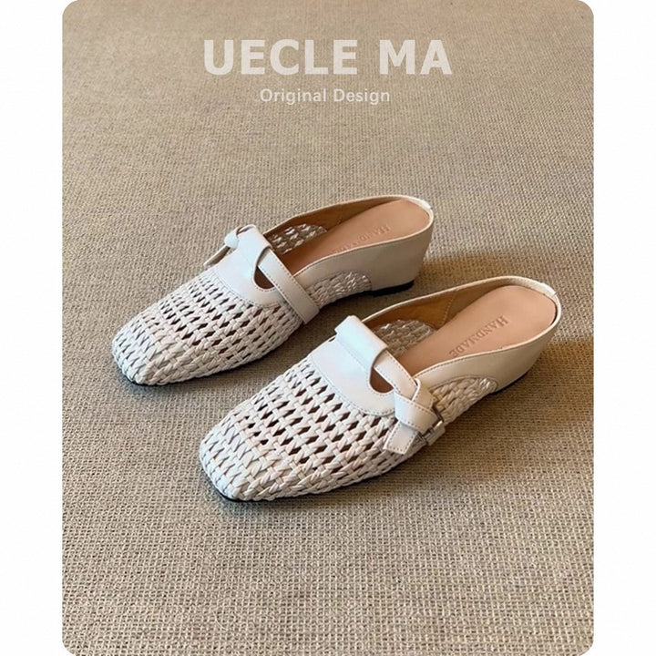 Dame Woven Læder Slip-On Mules Stilla