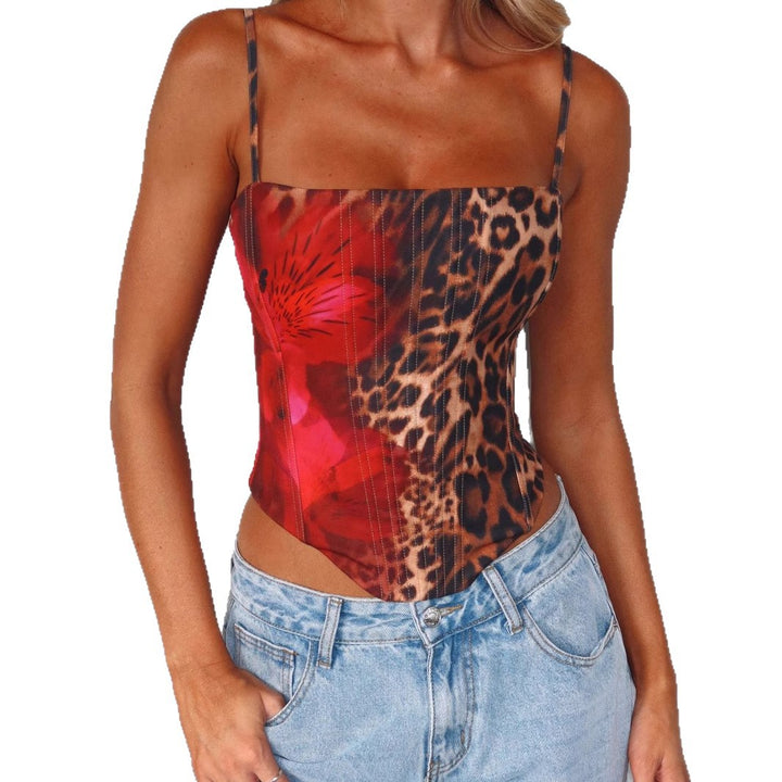 Dame Crop-Top med floral og dyremønster Stilla