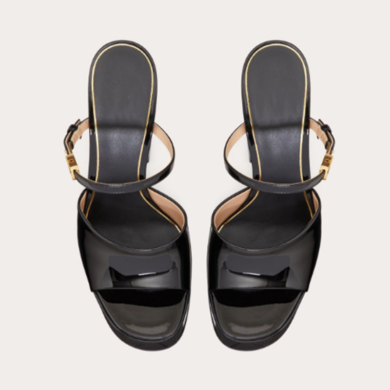 Dame High-Platform Slide Sandaler med stilfuld ankelsløjfe Stilla
