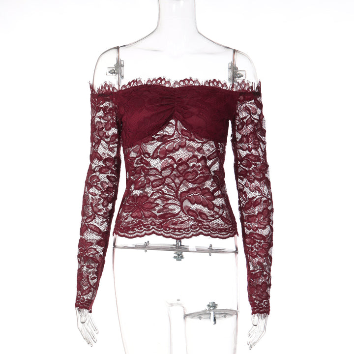 Dame spidsetop med off-shoulder design og ruffledetaljer Skovae