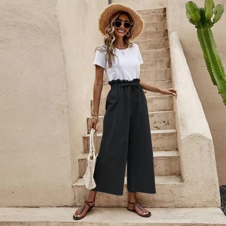 Dame brede culotte-bukser med elastisk talje og moderne design Stilla