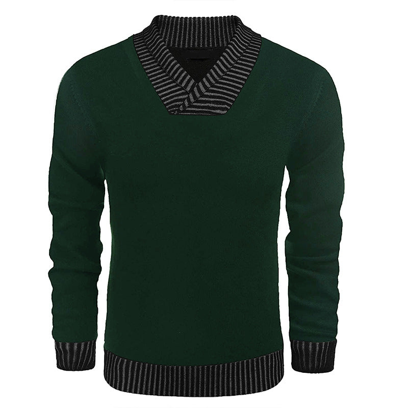Herrer elegant pullover med diagonal stribet krave og komfortabelt snit Stilla